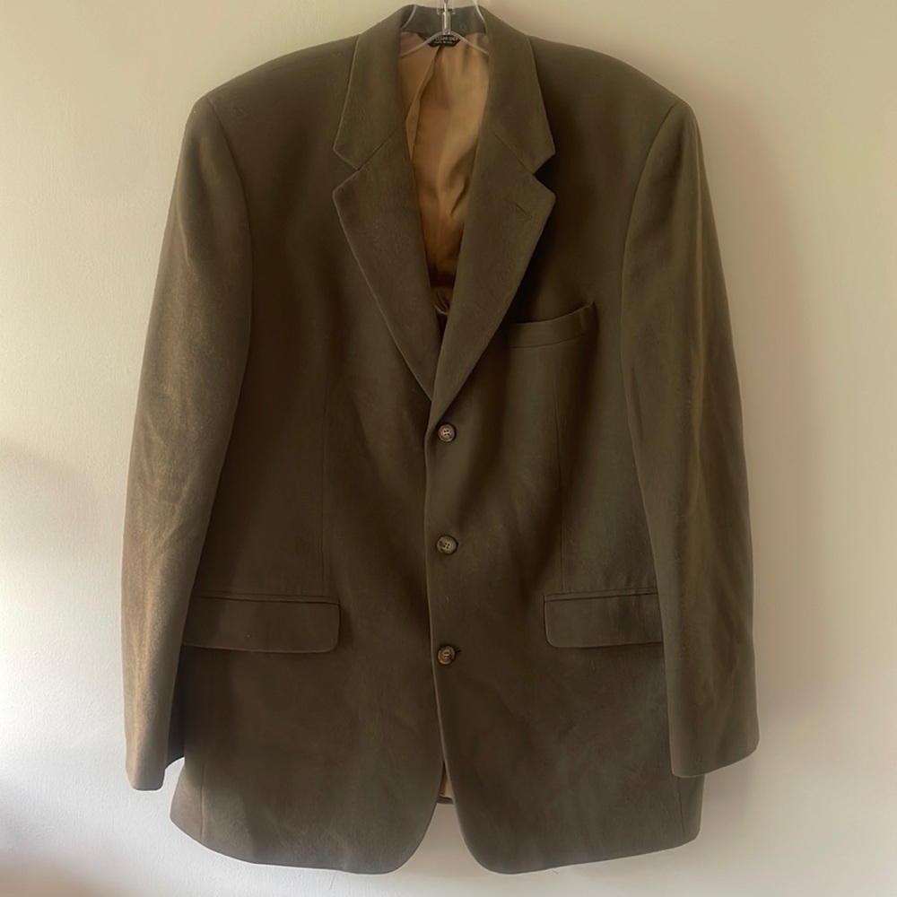 Vintage Bill Blass Khaki Green Camel Hair Blazer‎ 43 long